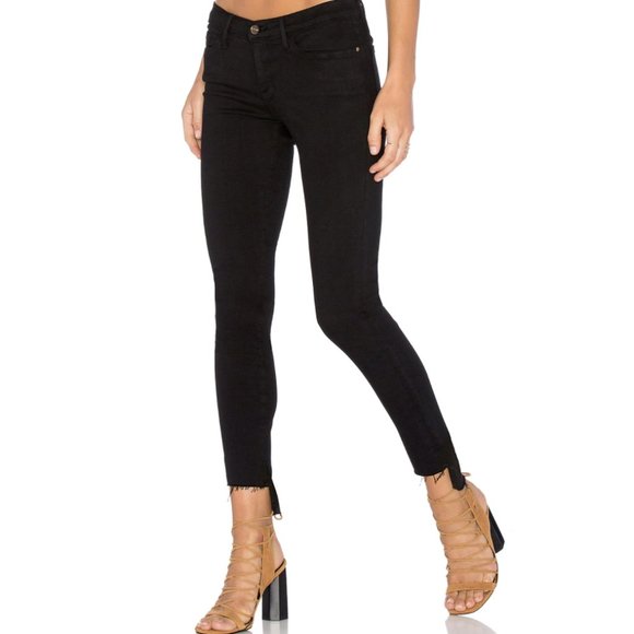 NWT FRAME DENIM Le Skinny De Jeanne Raw Stagger Black Jeans 25 26 27 28